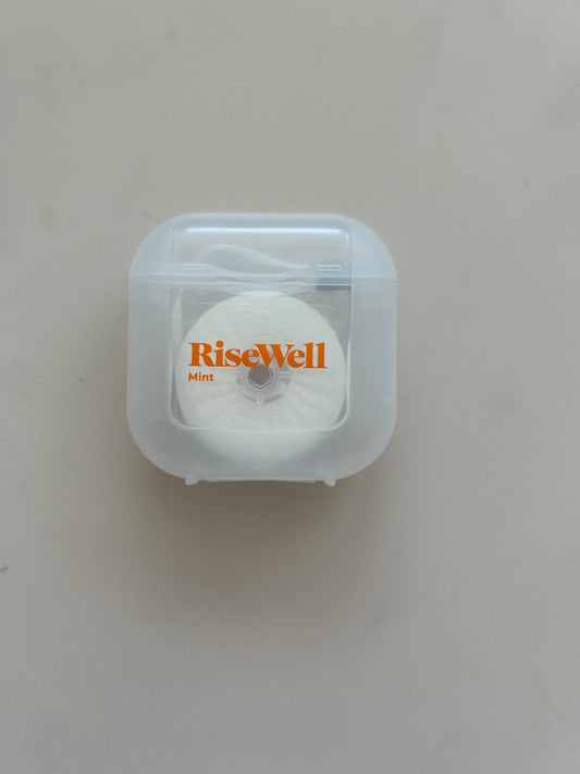 RiseWell non-teflon hydroxy apatite-impregnated floss to ward off cavities!